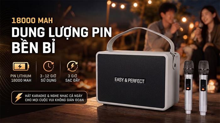 Loa karaoke xách tay Easy & Perfect EP-Volcano 200W - Xám Màu Xám