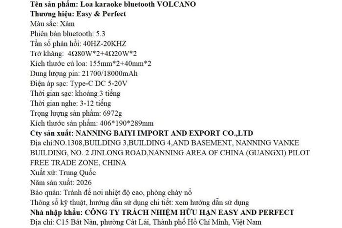 Loa karaoke xách tay Easy & Perfect EP-Volcano 200W - Xám Màu Xám