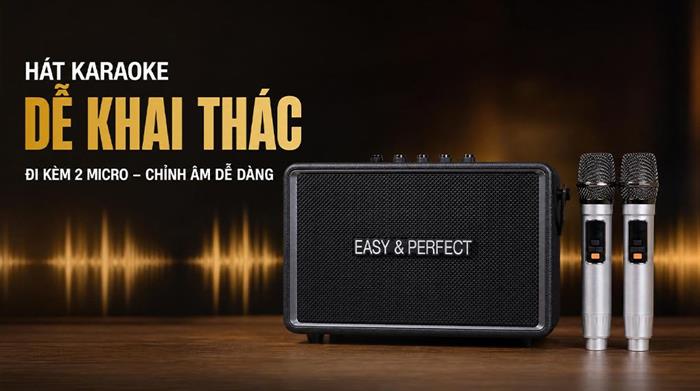 Loa karaoke xách tay Easy & Perfect EP-Tornado 130W - Đen Màu Đen