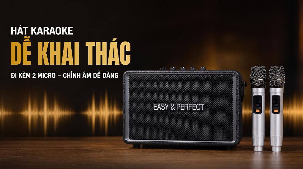 Loa karaoke xách tay Easy & Perfect EP-Tornado 130W - Đen Màu Đen
