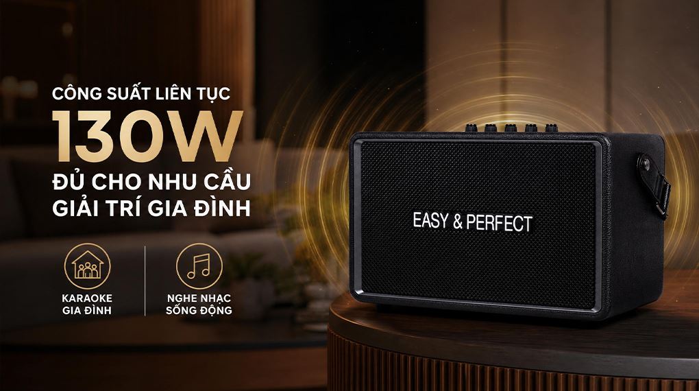 Loa karaoke xách tay Easy & Perfect EP-Tornado 130W - Đen Màu Đen