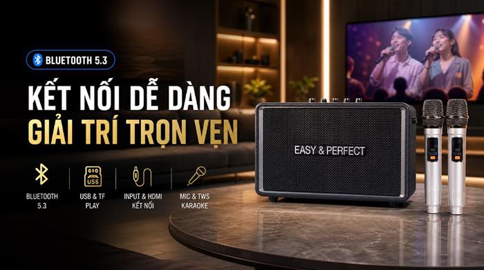 Loa karaoke xách tay Easy & Perfect EP-Tornado 130W - Đen Màu Đen