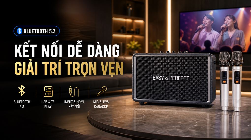 Loa karaoke xách tay Easy & Perfect EP-Tornado 130W - Đen Màu Đen