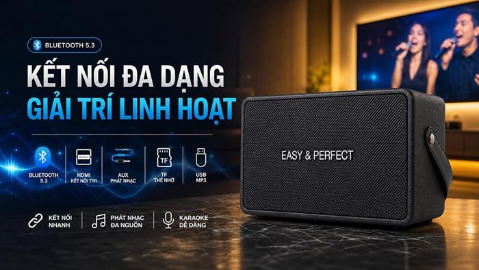 Loa karaoke xách tay Easy & Perfect EP-Volcano 200W - Đen Màu Đen