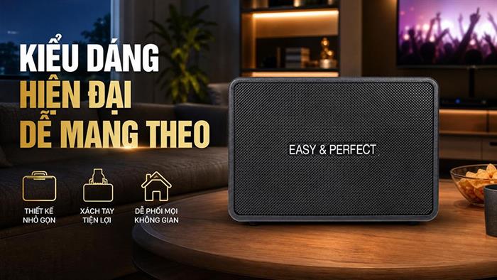 Loa karaoke xách tay Easy & Perfect EP-Volcano 200W - Đen Màu Đen