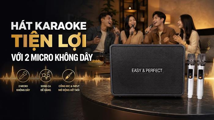 Loa karaoke xách tay Easy & Perfect EP-Volcano 200W - Đen Màu Đen