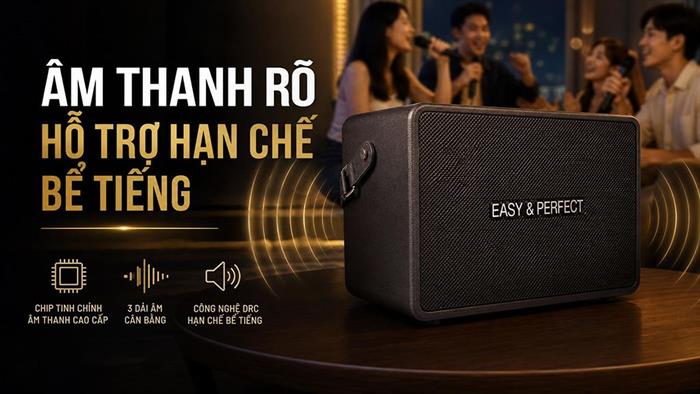 Loa karaoke xách tay Easy & Perfect EP-Volcano 200W - Đen Màu Đen