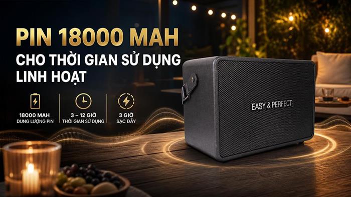 Loa karaoke xách tay Easy & Perfect EP-Volcano 200W - Đen Màu Đen
