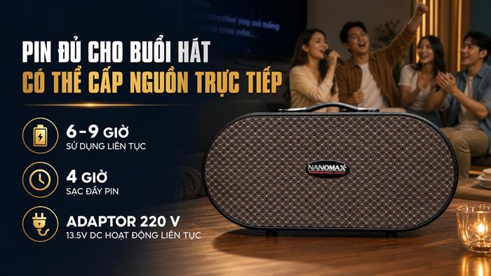 Loa karaoke xách tay Nanomax X-920 420W Màu Đen