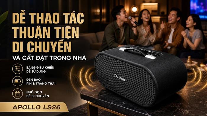 Loa karaoke xách tay Dalton Apollo LS26 450W Màu Đen