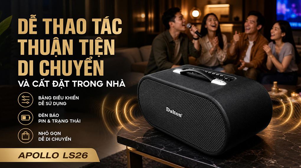 Loa karaoke xách tay Dalton Apollo LS26 450W Màu Đen