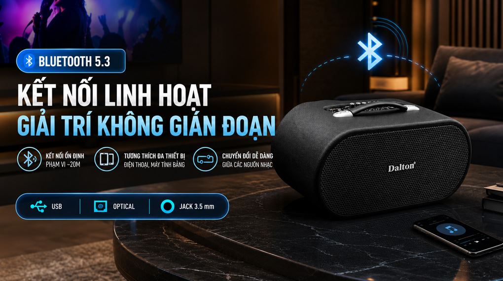 Loa karaoke xách tay Dalton Apollo LS26 450W Màu Đen