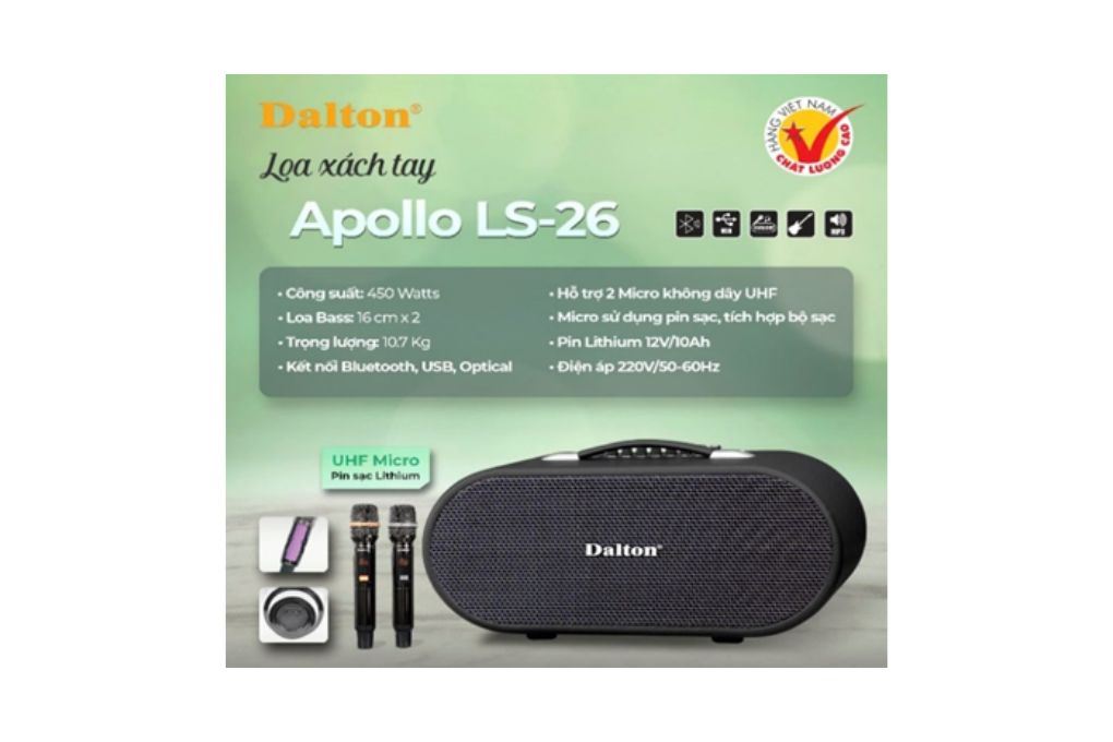 Loa karaoke xách tay Dalton Apollo LS26 450W Màu Đen