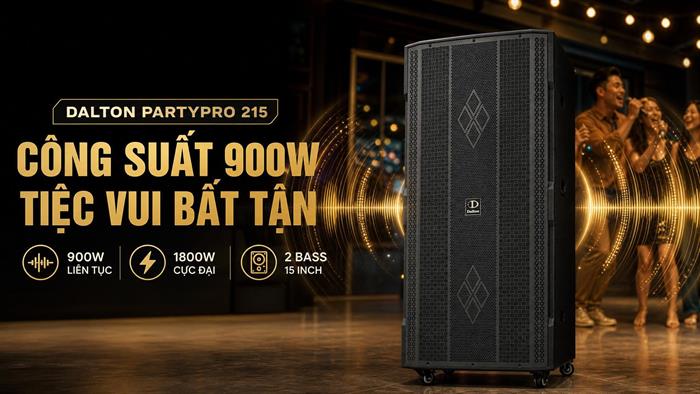 Loa kéo karaoke Dalton PartyPro 215 1800W Màu Đen - Xám
