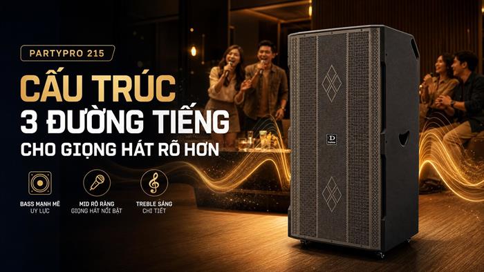 Loa kéo karaoke Dalton PartyPro 215 1800W Màu Đen - Xám