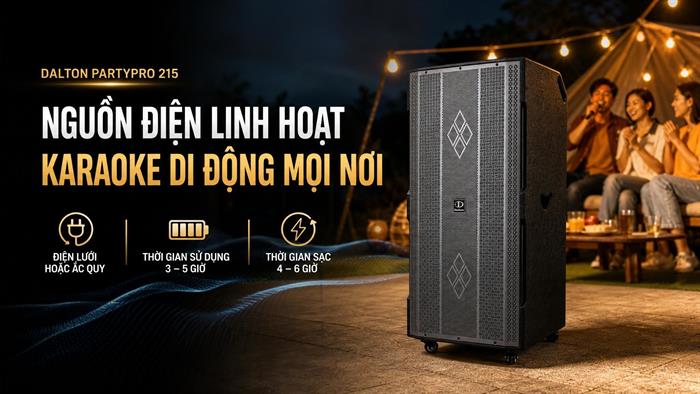 Loa kéo karaoke Dalton PartyPro 215 1800W Màu Đen - Xám