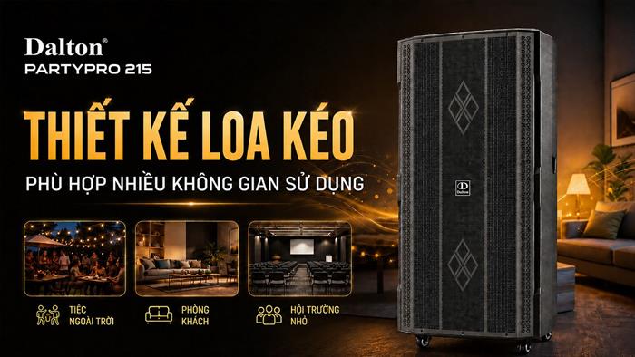 Loa kéo karaoke Dalton PartyPro 215 1800W Màu Đen - Xám