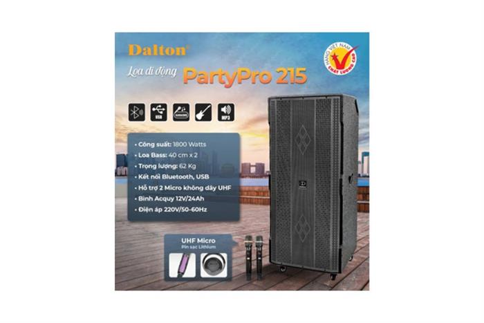 Loa kéo karaoke Dalton PartyPro 215 1800W Màu Đen - Xám