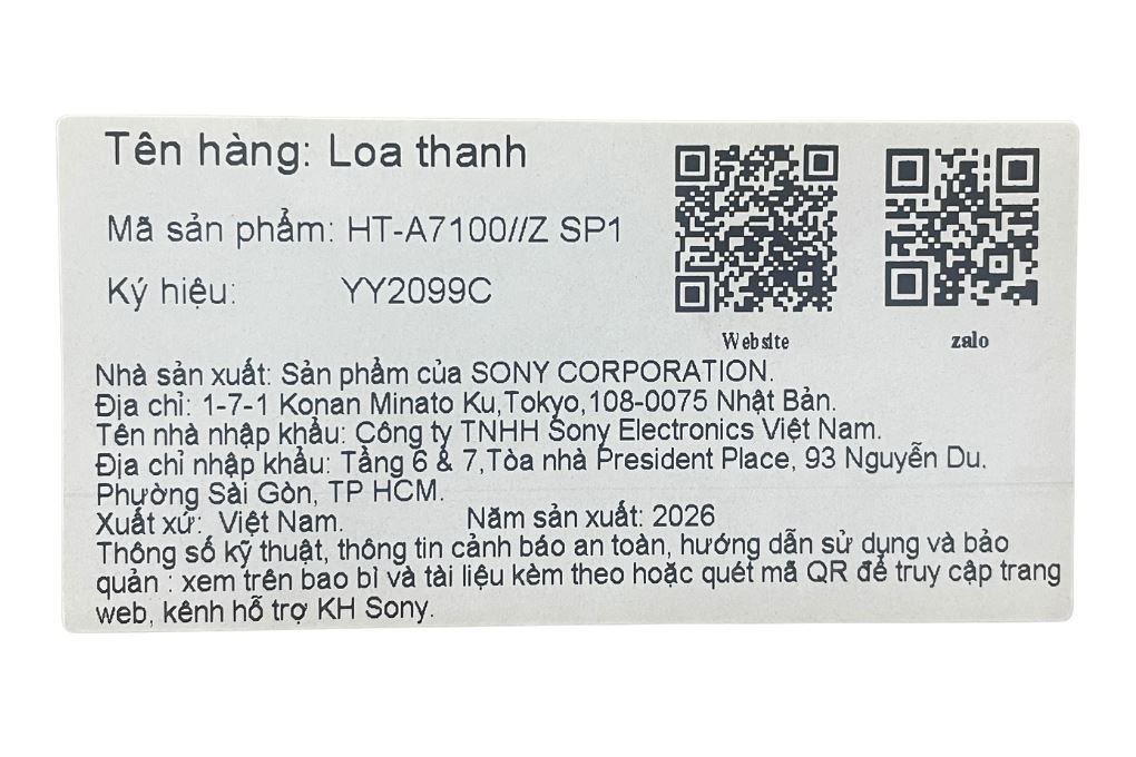 Loa thanh Sony BRAVIA Theatre Bar 7 HT-A7100 405W Màu Đen