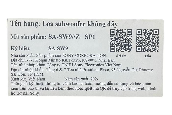 Loa siêu trầm không dây Sony BRAVIA Theatre Sub 9 SA-SW9 600W Màu Đen