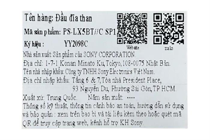 Đầu phát đĩa than Sony PS-LX5BT Màu Đen