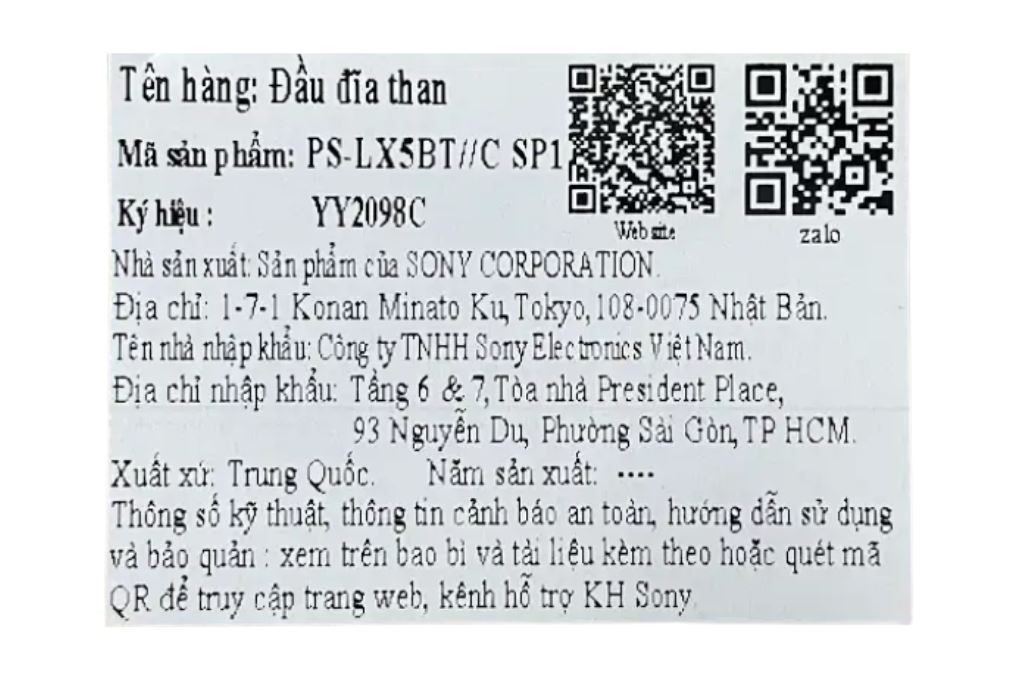 Đầu phát đĩa than Sony PS-LX5BT Màu Đen