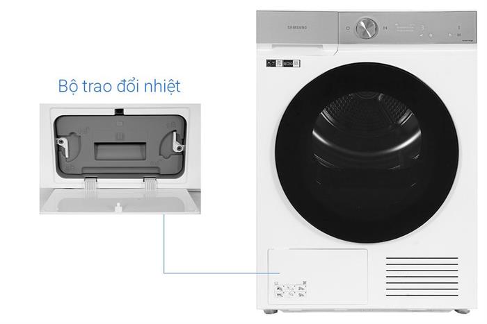 Máy sấy bơm nhiệt Samsung Bespoke AI 9 kg DV90BB9440GH/SV Màu Trắng - Bạc