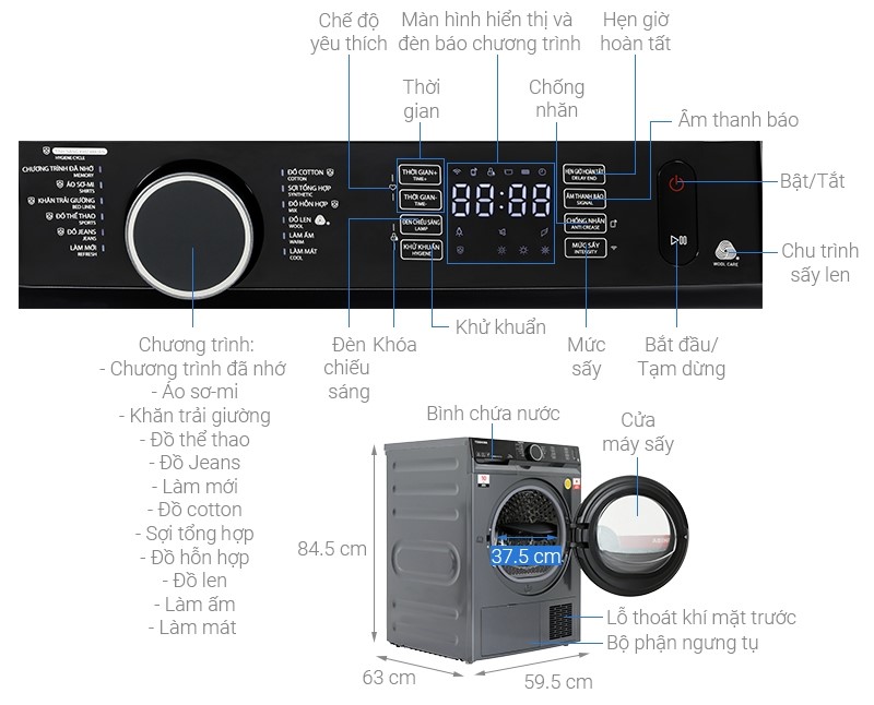 Máy sấy bơm nhiệt Toshiba 10 kg TD-BK110GHV(MK)