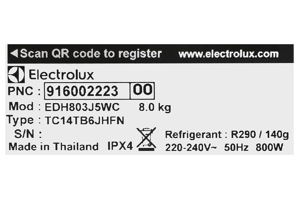 Máy sấy bơm nhiệt Electrolux UltimateCare 8 kg EDH803J5WC Màu Trắng