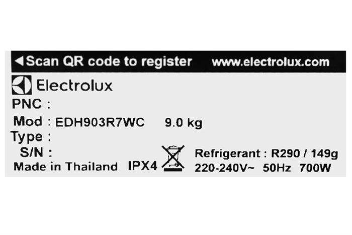 Máy sấy bơm nhiệt Electrolux UltimateCare 9 kg EDH903R7WC Màu Trắng