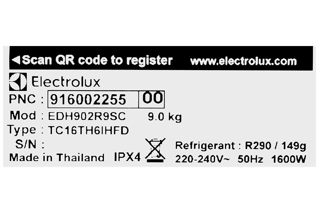 Máy sấy bơm nhiệt Electrolux UltimateCare 9 kg EDH902R9SC Màu Đen - Xám