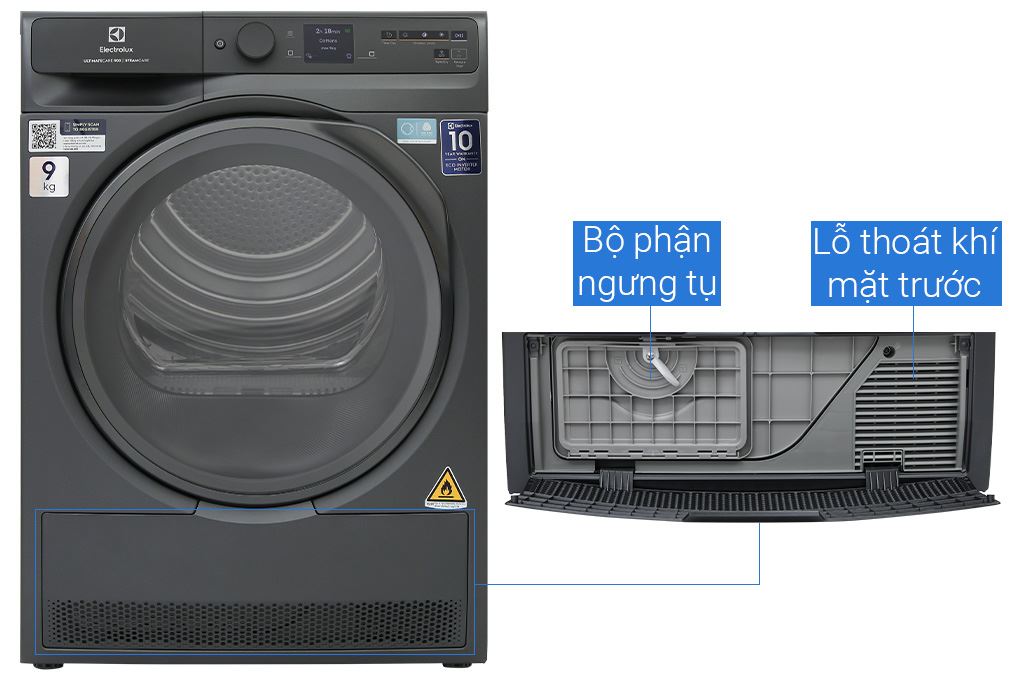 Máy sấy bơm nhiệt Electrolux UltimateCare 9 kg EDH902R9SC Màu Đen - Xám