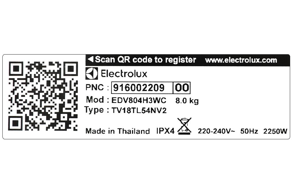 Máy sấy thông hơi Electrolux UltimateCare 8 kg EDV804H3WC Màu Trắng