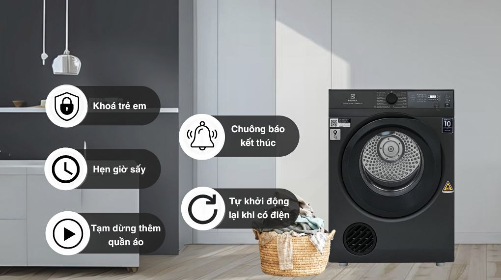 Tiện ích - Máy sấy thông hơi Electrolux UltimateCare 9 kg EDS904N3SC