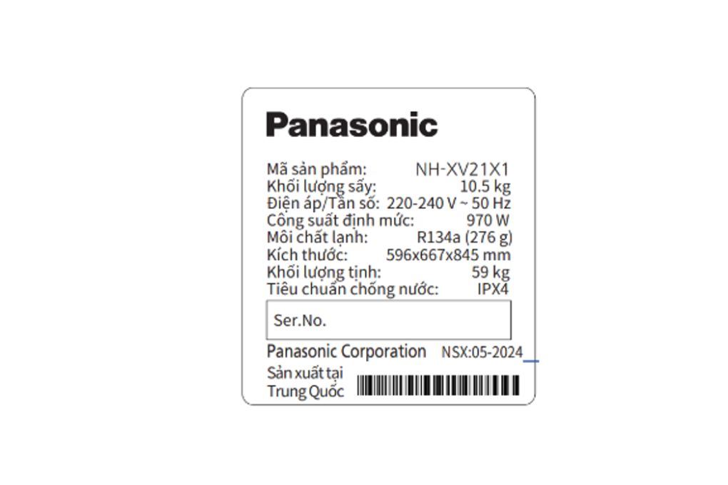 Máy sấy bơm nhiệt Panasonic 10.5 kg NH-XV21X1AVT - 6