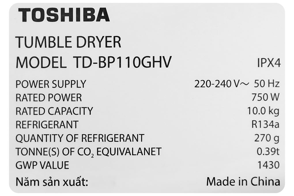 Máy sấy bơm nhiệt Toshiba 10 kg TD-BP110GHV(MG) Màu Xám đậm