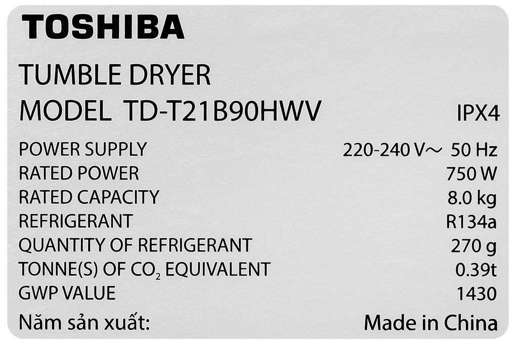 Máy sấy bơm nhiệt Toshiba 8 kg TD-T21B90HWV(MG) Màu Xám đậm