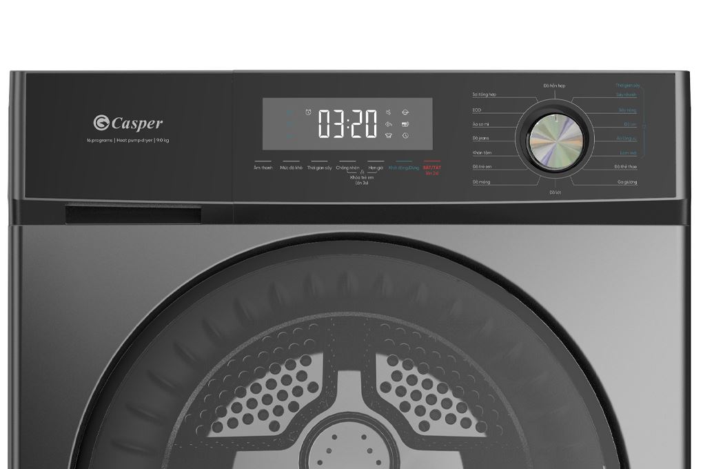Máy sấy bơm nhiệt Casper 9 kg TD-P9HG1 Màu Xám