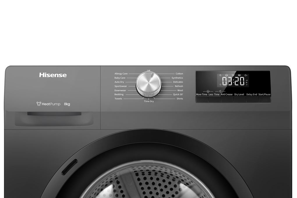 Máy sấy bơm nhiệt Hisense 8 kg DH80N1T Màu Đen