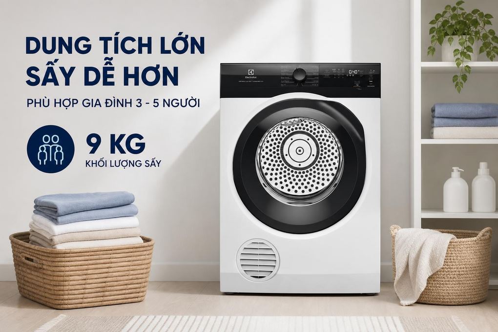Máy sấy thông hơi Electrolux UltimateCare 300 9 kg EDV904H3EC Màu Trắng