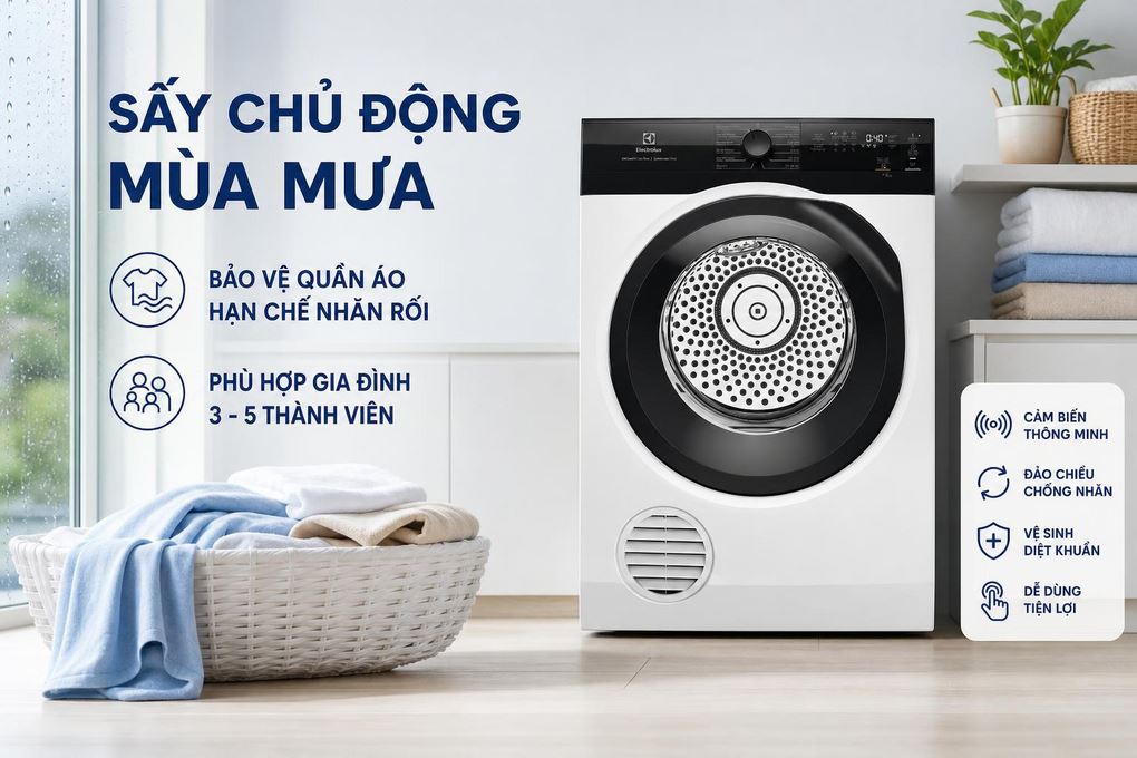 Máy sấy thông hơi Electrolux UltimateCare 300 9 kg EDV904H3EC Màu Trắng