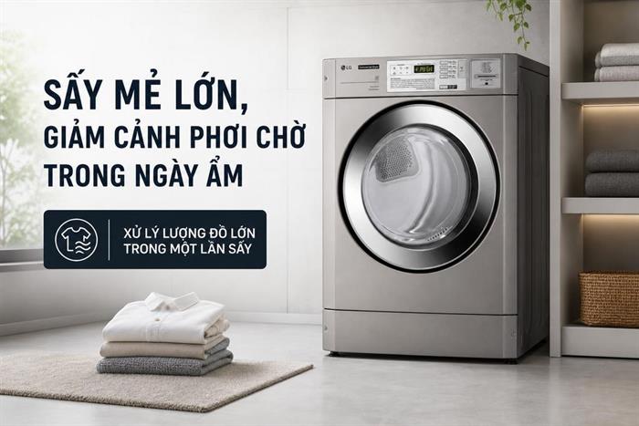 Máy sấy thông hơi công nghiệp LG 10.2 kg CDG27RUQES Màu Xám