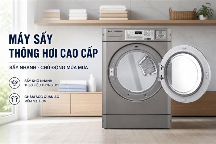 Máy sấy thông hơi công nghiệp LG 10.2 kg CDG27RUQES Màu Xám