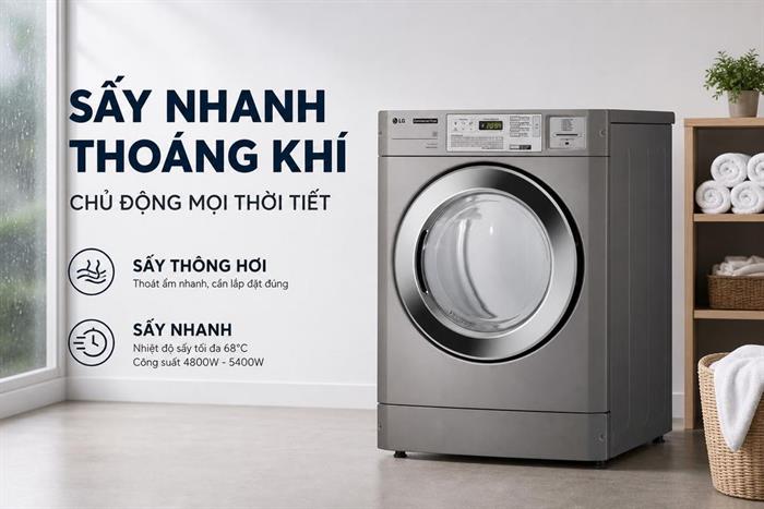 Máy sấy thông hơi công nghiệp LG 10.2 kg CDG27RUQES Màu Xám
