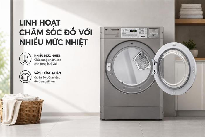 Máy sấy thông hơi công nghiệp LG 10.2 kg CDG27RUQES Màu Xám