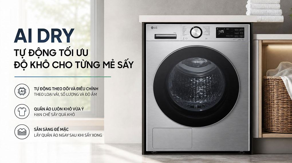 Máy sấy bơm nhiệt LG 11 kg RX11VHP5S Màu Xám