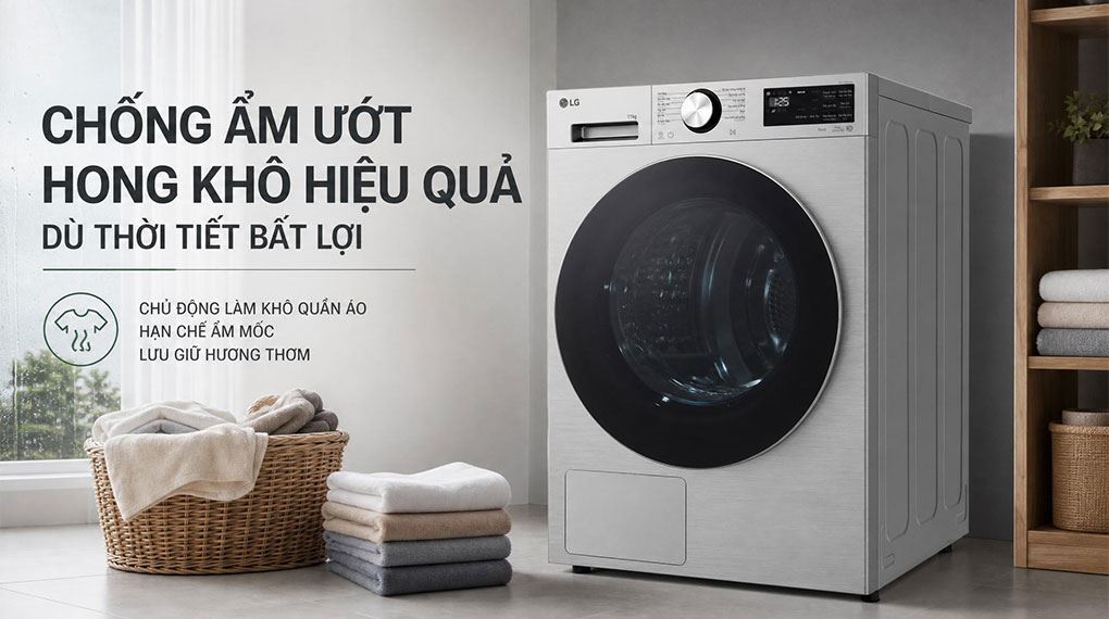 Máy sấy bơm nhiệt LG 11 kg RX11VHP5S Màu Xám