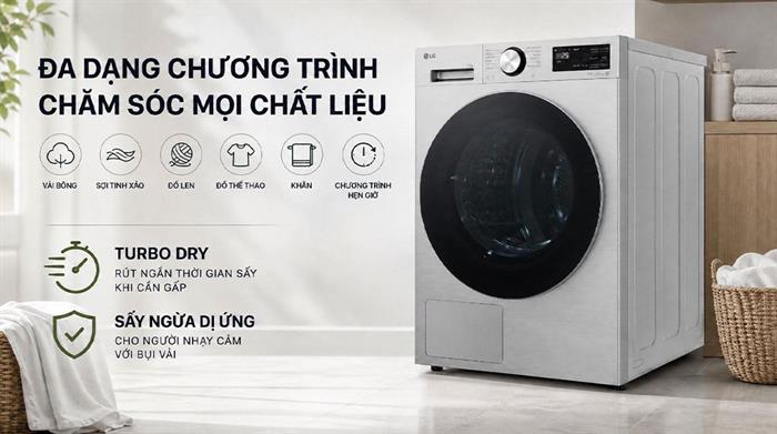 Máy sấy bơm nhiệt LG 11 kg RX11VHP5S Màu Xám