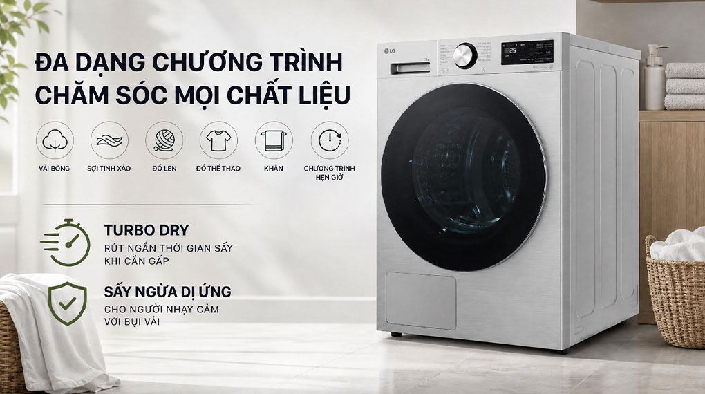 Máy sấy bơm nhiệt LG 11 kg RX11VHP5S Màu Xám