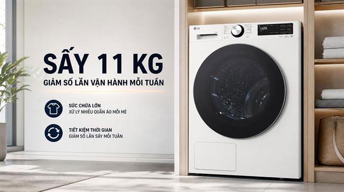 Máy sấy bơm nhiệt LG 11 kg RX11VHP5W Màu Trắng